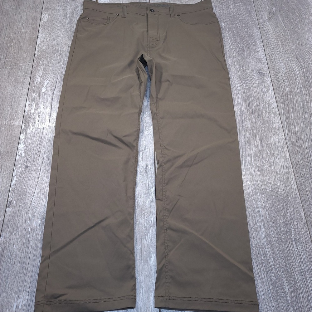 Prana Brion Pants Mens 38 Brown Slim Fit Stretch Outdoor Hiking Casual